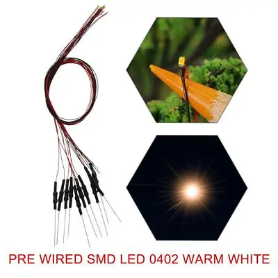 20pcs Pre-wired 32awg Wire Warm White 0402 SMD LED Lights Free Resistors L0402WM • $8.99