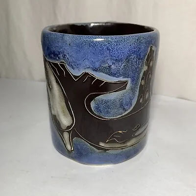 Mara Mexico Mug Handmade Stoneware Signed Art Pottery Whale Coffee Tea Mug Cup • $22.45