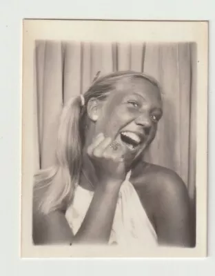 Vintage Photo Booth - Pretty Young Girl Long Blonde Hair Big Laugh • $24.95