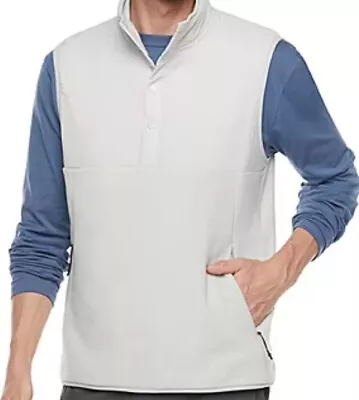 Stylus Mens Vest Microchip Grey Collar Neck 2 Front  Zip Pockets Size Medium • $18.99