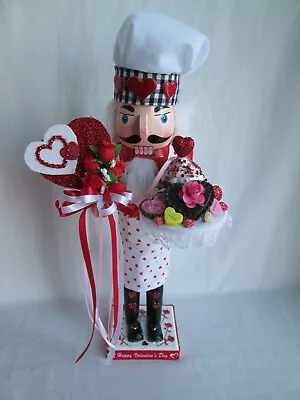 15  Handcrafted Valentines Day Nutcracker Baker W Cakes Cookies Roses & Hearts • $49.99