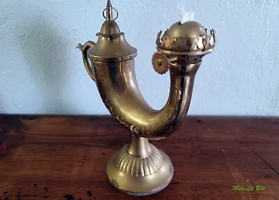 Vintage Indian Antique Alladin Genie Oil Lamp Table Decor • $97