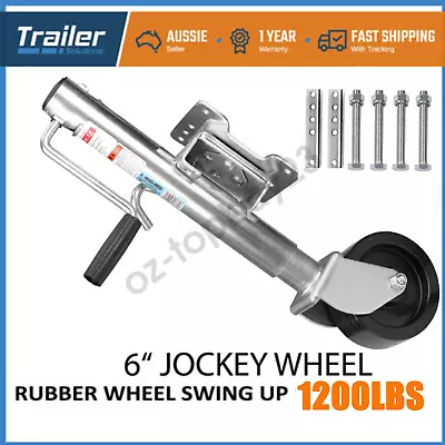 6  Inch Trailer Jockey Wheel Swivel Fixed Bracket Draw Bar Universal Mounting AU • $75.55