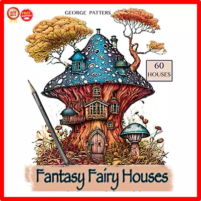 Fantasy Fairy Houses Coloring Book: An Adult Coloring Book With 60 Fantasy House • $7.99