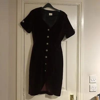 Velvet Women’s Cocktail Dress. Size 12 Deep Purple Colour Charlotte Halton • £30