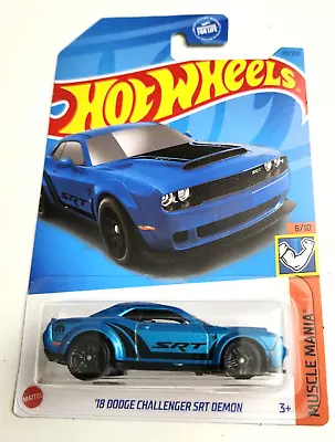 Hot Wheels '18 Dodge Challenger SRT Demon Metallic Blue #151 - 2023 Muscle Mania • $10.99