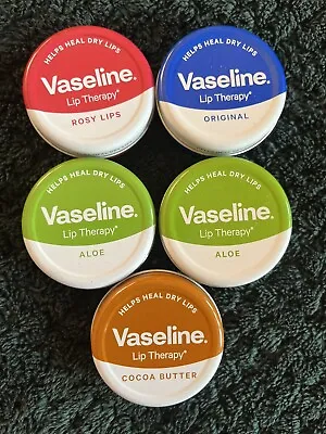 VASELINE LIP BALM THERAPY 20g Petroleum Jelly Heal Dry Chapped Lips X 5 Pots • £5.50