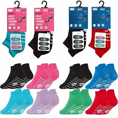 £4.49 • Buy 3 Pairs Of Kids Boys Girls Grip Gripper Trainer Socks Sports Liners Non Skid