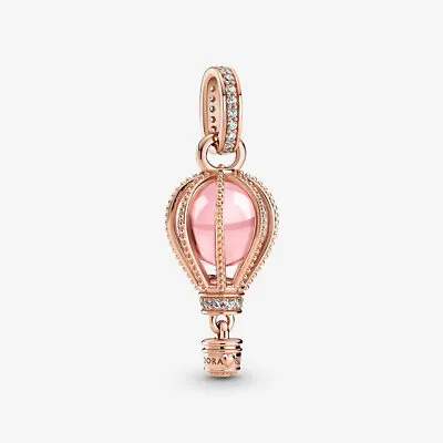 PANDORA Sparkling Pink Hot Air Balloon Rose Gold Dangle Charm - 789434C01 • £23.63