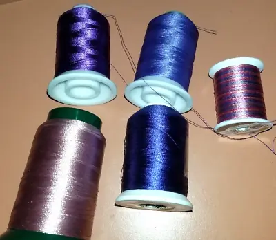 Lot Of  5  PURPLE Rayon Or Poly Machine Embroidery Thread 5 Shades Of Purple • $7.99