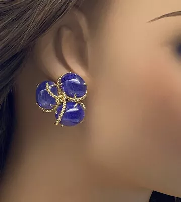 Verdura Tanzanite & 18k Gold Earrings With Box Retail $34500 • $13450