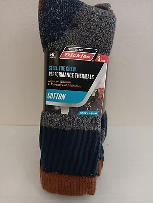 Mens Dickies 3 Pair Steel Toe Heavyweight Cotton  Socks Size 6-12 NEW  Multi Col • $16.97