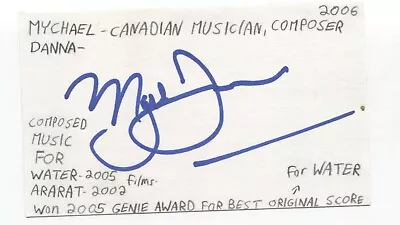 Mychael Danna Signed 3x5 Index Card Autographed Composer Life Of Pi Oscar Winner • £42.75