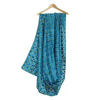 Sanskriti Vintage Dupatta Long Stole Art Silk Golden Embroidered Bagh Phulkari  • $64.99