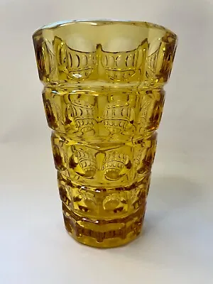 MCM Vintage Vase Hermanova Thousand Eyes Amber Glass Peceny Sklo Union Czech • $49