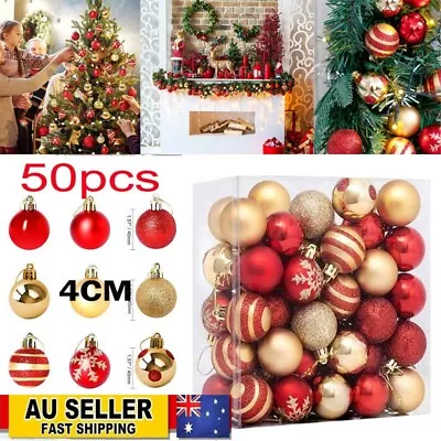 50PCS Christmas Decorations Baubles Xmas Tree Balls Party Wedding Ornament W/Box • $19.99
