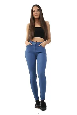 Women Jeggings Stretchy Denim Look Skinny Ladies Leggings Trouser Pants Legging • £8.99