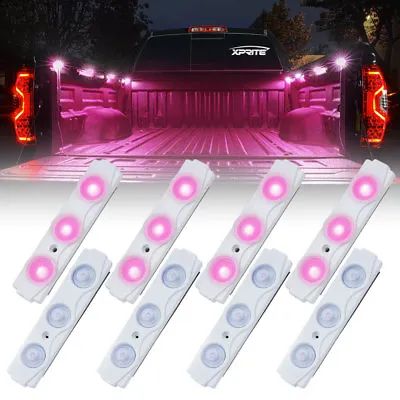 Xprite Pink 8 LED Rock Light Pods Strip Offroad Truck Bed Lighting Kit W/ Switch • $17.99