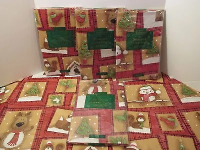 Christmas Holiday Brown Animal Vinyl & Flannel Backed Kitchen Party Tablecloth • $8.99