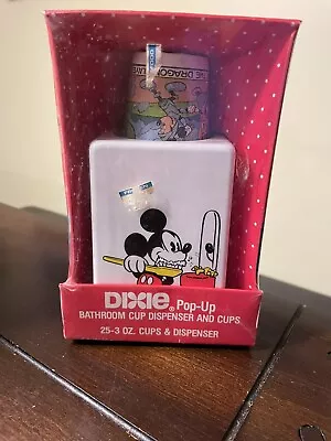 Vintage Dixie Cup  Mickey Mouse Pop- Up Bathroom Cup Dispenser And Cups New • $25