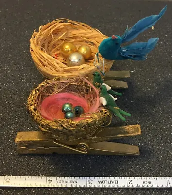 Vintage Handmade Christmas Ornaments Bird Nest Miniature Christmas Balls.  • $9.99