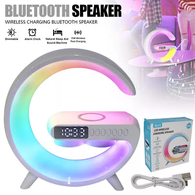 Sound Machine Smart Alarm Clock Wake Up Light Wireless Charger Bluetooth Speaker • $31.89