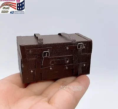 1:12 Dollhouse Miniature Vintage Suitcase Leather Luggage Box Case With Belt Toy • $11.95