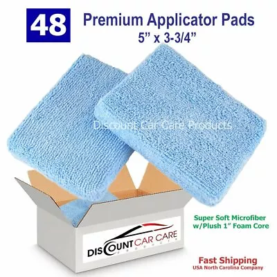 Microfiber Wax Applicator Pads | Car Wax Applicator Pad 5x3.75 | Bulk Pack Of 48 • $48.95