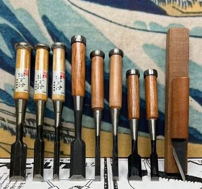 £54.89 • Buy Japanese Vintage Chisel 9set Nomi Made By Famous Blacksmith Hidesada Etc /j54