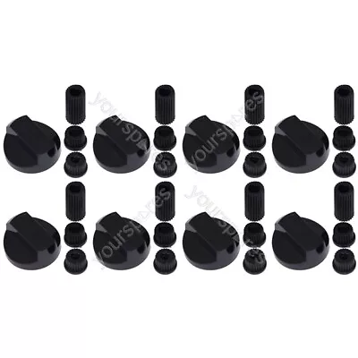 8 X Fully Universal Cooker Oven Hob Black Control Knobs & Adaptors - Fits All • £10.29