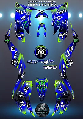 $160 • Buy Yamaha Raptor 350 2004-2014 Full Graphics Kit Sticker Decals