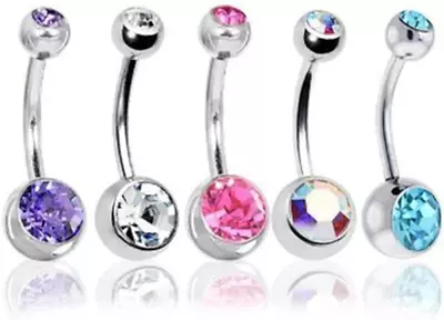 BODYA Belly Bars Balls Surgical Steel Belly Button Jewelry Pack Of 5 Body • £7.62