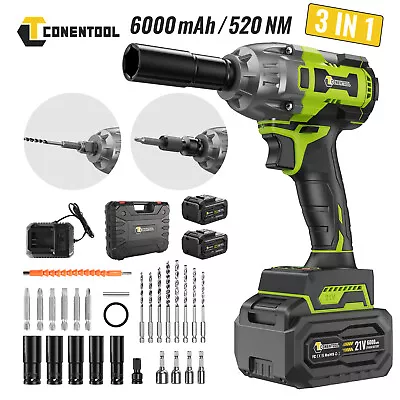 NEW 21V 3-in-1 Impact Wrench Cordless Combi Drill Driver Set With 2 Battery 2024 • £54.99