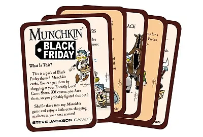 Munchkin Black Friday Pack Booster 5 Card Expansion Steve Jackson SJG5542 • $7.29