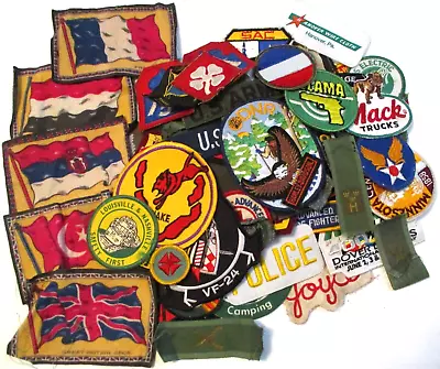 95 Vintage Patches Military Railroad Sports Flags Scout + ~ Huge Mixed Lot • $40