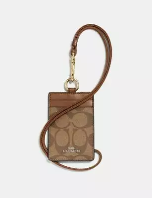 COACH Khaki Saddle 2 Id Lanyard In Signature Canvas $250 • $85.16