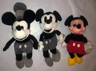 VTG LOT 3 Disney World Millennium Steamboat Willie Bean Bag Plush Mickey Mouse • $24.99