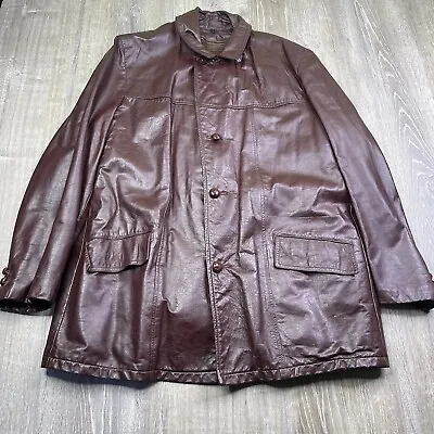 Vtg 70s Fidelity Leathers Oxblood Red Cafe Racer Motorcycle Jacket Zip Liner 46 • $29.99