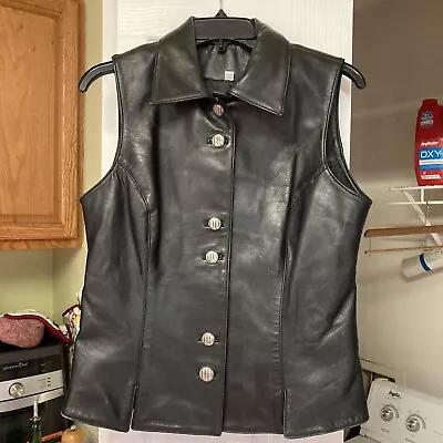 $49.99 • Buy Vakko Sport Black Leather Vest Woman’s Medium 
