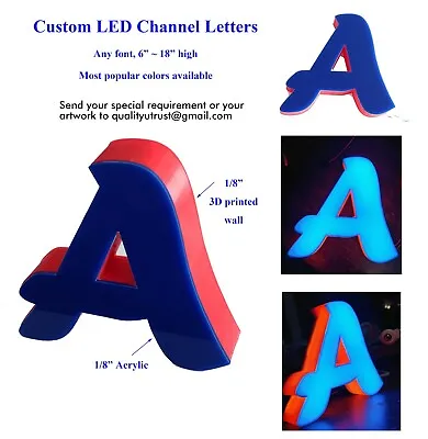 $48 • Buy Custom Channel Letter Logo, Outdoor Or Indoor Sign, Front Open, Easy Mount     