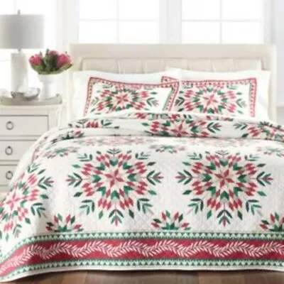 Martha Stewart Collection Holiday Snowflake Reversible Red Twin • $99
