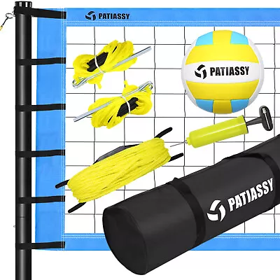 Portable Outdoor Volleyball Net Set System Adjustable Height Steel Poles W/ Bag  • $71.55