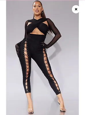 Pretty Little Thing Mesh Jumpsuit Size 8 RRP £45 • £15.99