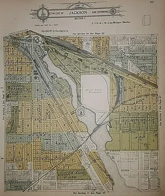 1911 Plat Map ~ City Of JACKSON JACKSON Co. MI ~ MICHIGAN CENTRAL RAILROAD LOT • $45.95