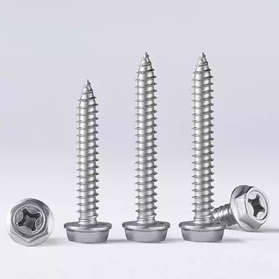 Tapping Screws Phillips Flanged Hex Head 304 Stainless Steel Bolts M3 M4 M5 M6 • £1.94