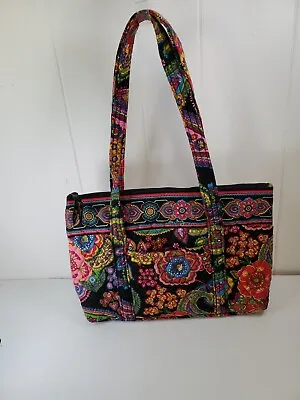 Vera Bradley USA Symphony In Hue Little Betsy Bag Purse Black Paisley Pink Blue • $32.55