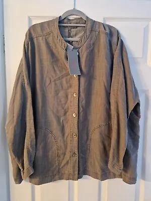 Sahara Shot Linen Boxy Jacket Ash Brown Grey Marl Over Shirt Size Medium With... • £46