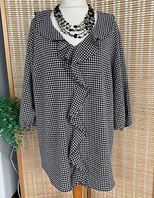 Yours London Black Check Longline Tunic Top Blouse Sz 22 UK / B13 • £9.99