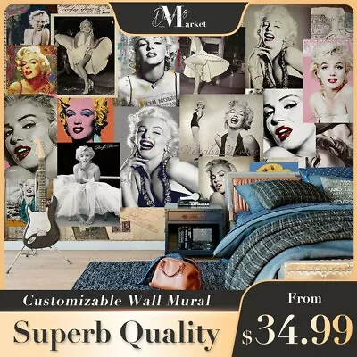 Marilyn Monroe Art Retro 3D Wall Mural Designer Bedroom Wallpaper Murals • $22.66