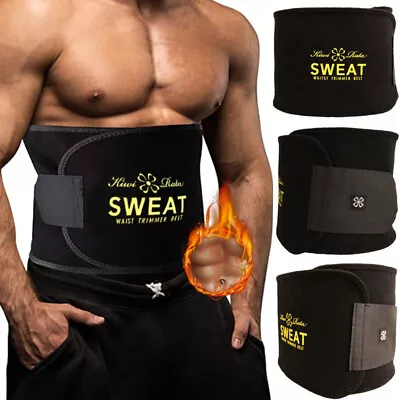 Men Abdomen Fat Burner Body Shaper Waist Trainer Cincher Sweat Belt Corset • £12.88